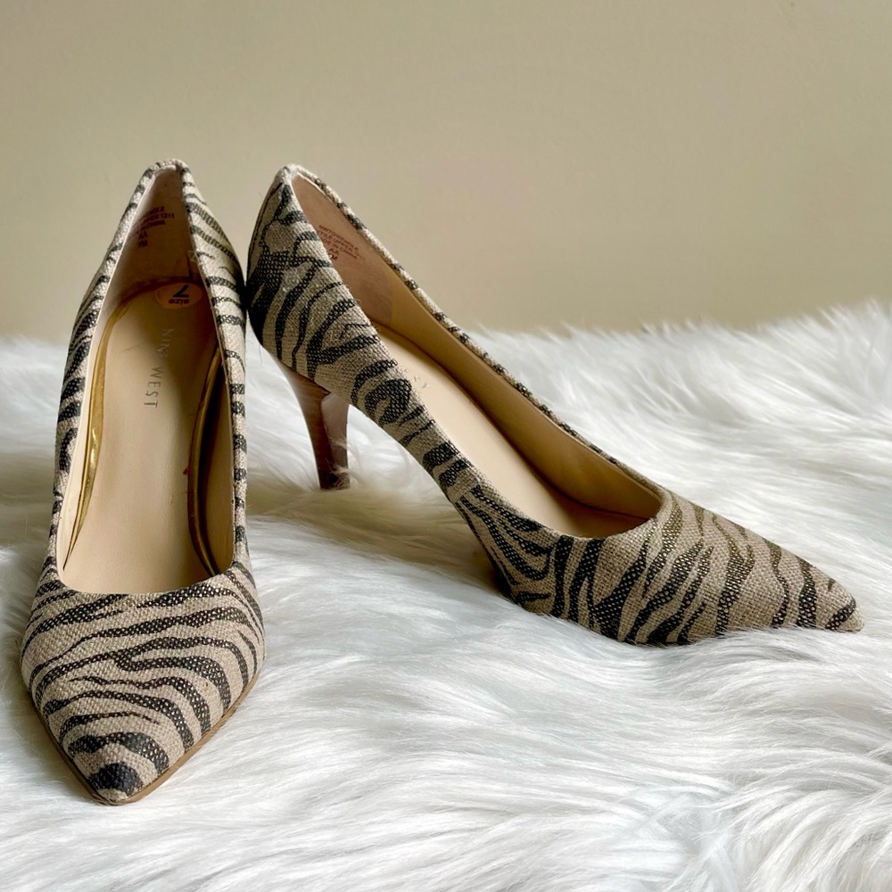 Nine West Metallic Zebra Print Heels - Picture 2 of 9